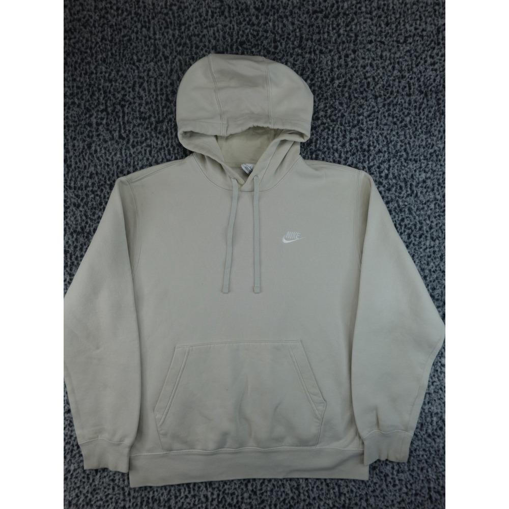 Nike Sportswear Club Fleece Hoodie Mens Medium Cream Beige‎ Pullover Sweatshirt